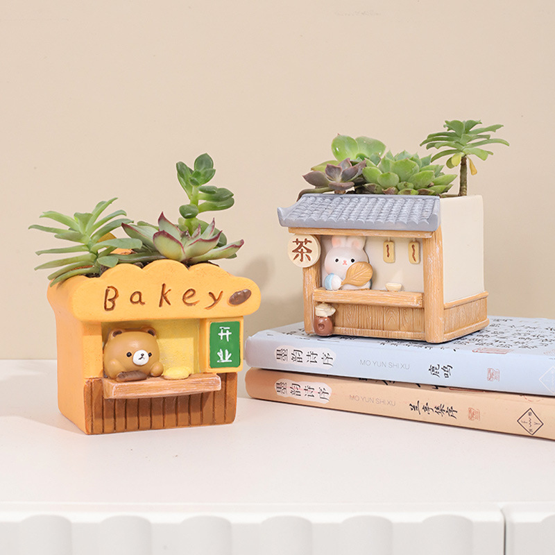 Chậu Cây Resin Chậu cây mọng nước hình thỏ resin, chậu mini trang trí bàn, ban công, tiểu cảnh DIY (RG-47)