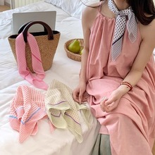 小清新波点头巾女2025新款春夏季绑发带甜美海边度假防晒包头丝巾