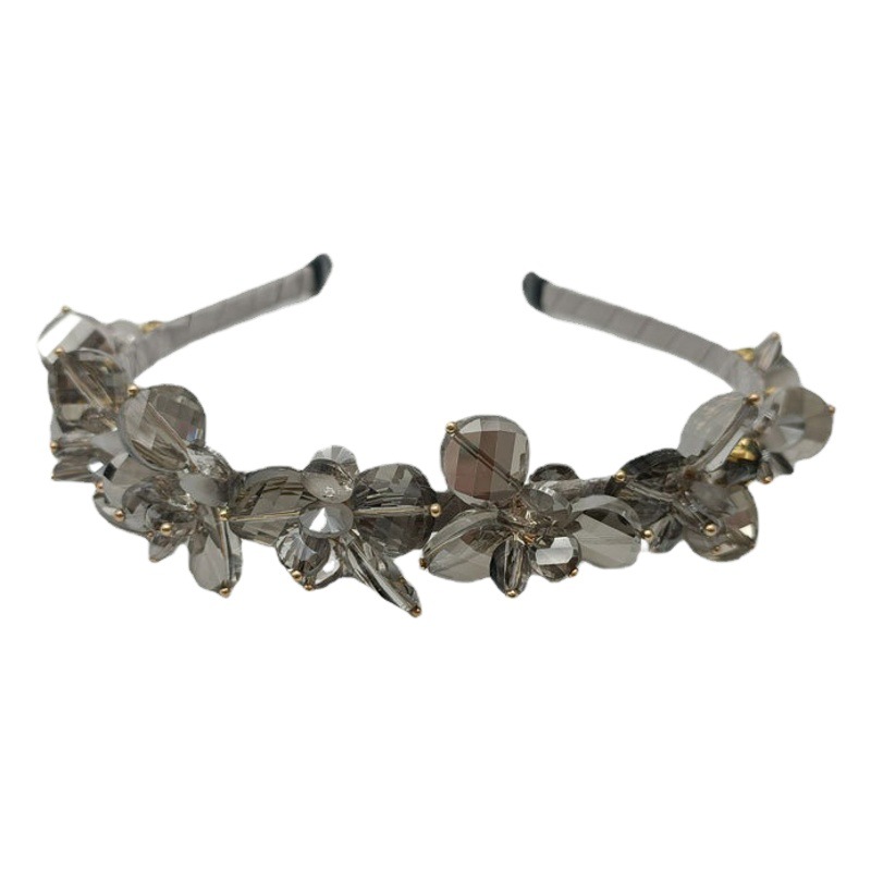 Nueva Corea del Sur elegante Flor de cristal de hadas hilo hecho a mano accesorios para el cabello diadema transparente con cuentas diadema horquilla