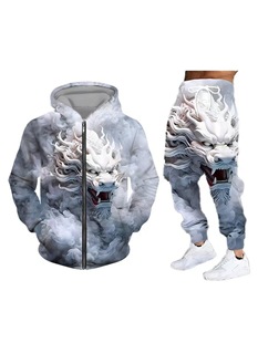 2025 New Cross-Border Dropshipping Men's Casual Suit 3D Printed Digital Hoodie (Cross-Border