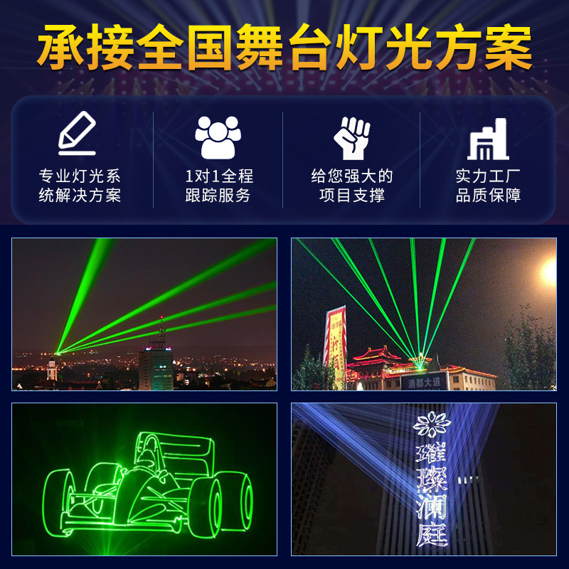 60W al aire libre hito impermeable láser de alta potencia edificio techo iluminación proyecto Hotel proyección agua pantalla láser Luz