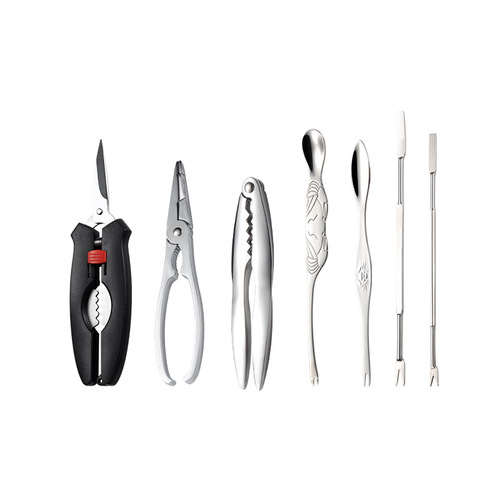 Crab eight-piece crab eating tool set 304 stainless steel crab needle crab fork spoon crab scissors crab claw clamp crab eating tool