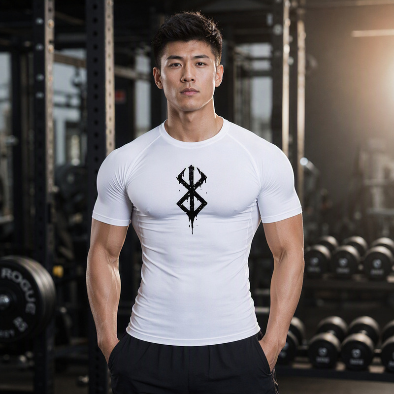 Anime-inspired bold men's compression shirt for fitness, running, gym, and sports, quick-drying Anime-inspired bold men's compression shirt for fitness, running, gym, and sports, quick-drying