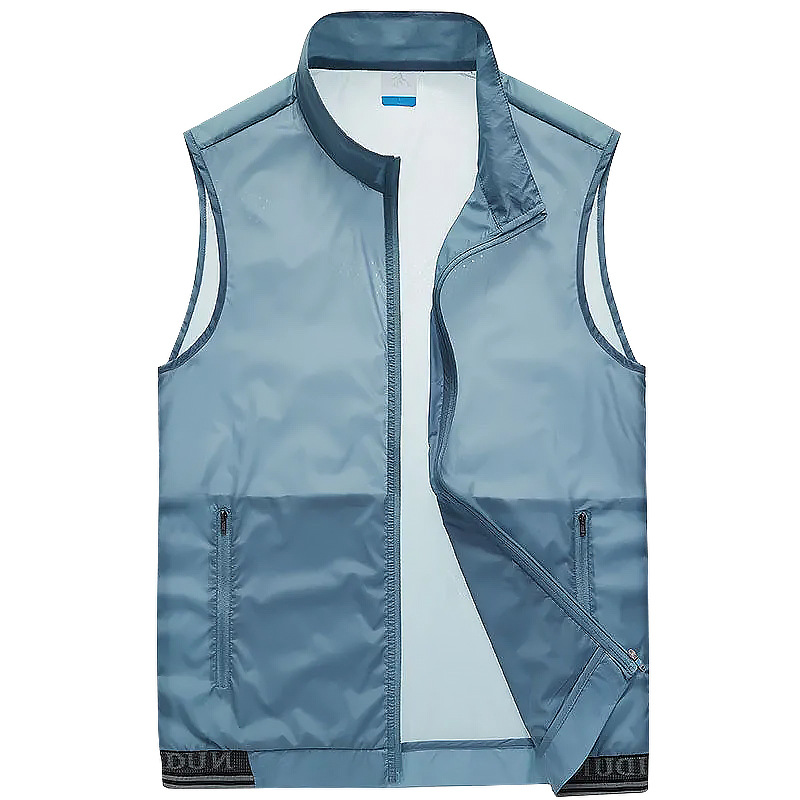 Chaleco de verano para hombre estilo fino deportes al aire libre transpirable de secado rápido chaleco de cuello alto sin mangas ropa de piel casual de moda suelta