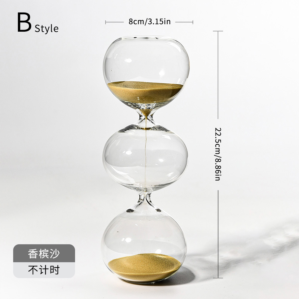 Reloj de arena de vidrio creativo de tres capas esféricas forma de reloj de arena temporizador de la personalidad nórdica fábrica de decoración del hogar al por mayor image 7
