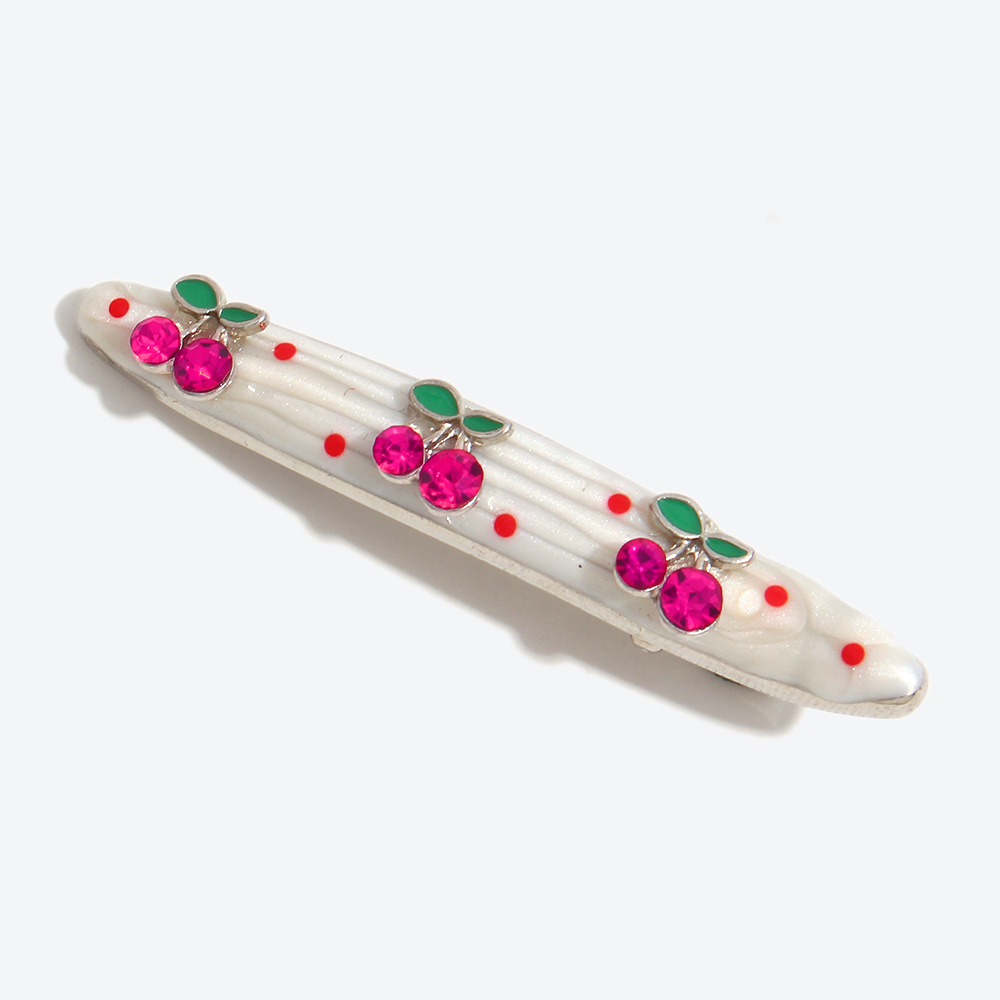 All Seasons Season Women's Gender Lady Sweet Women's Cherry Alloy Rhinestone Hair Clip