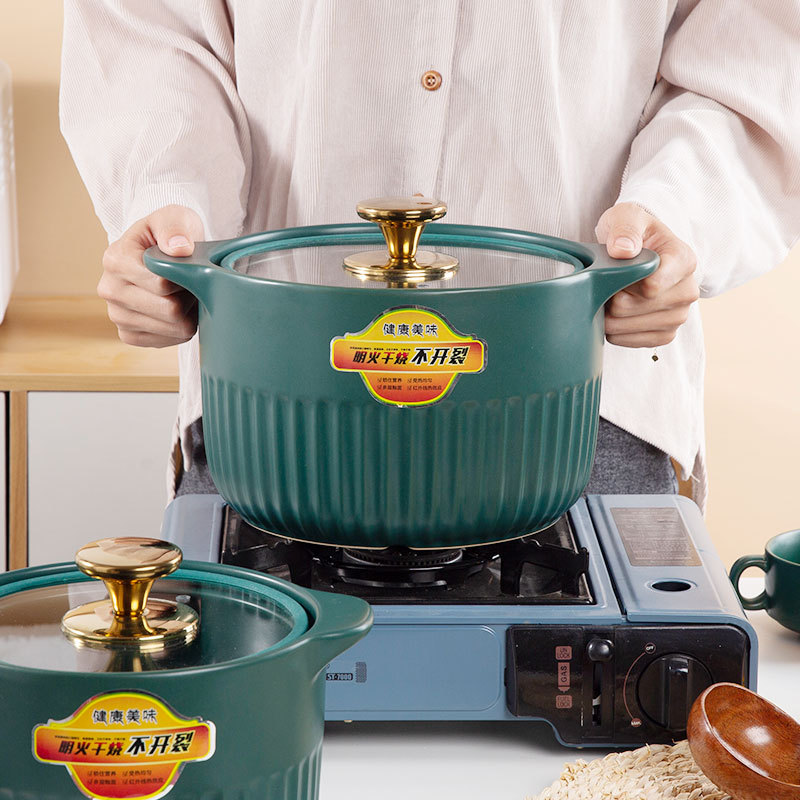 北欧轻奢陶瓷砂锅家用明火沙锅带盖炖锅煲汤养生煲耐高温一件代发|ms