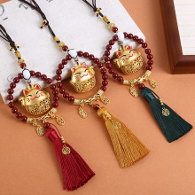 2024朱砂汽车挂件一路顺风创意可爱猫车载挂饰本命年汽车护身符车