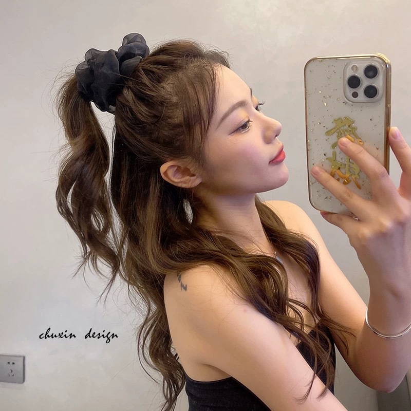気質真珠光沢のあるヘアリングメッシュ高品質ヘッドバンドインターネット有名なヘア花糸ヘアリングゴムバンドヘアスタイル新しいスタイル|undefined