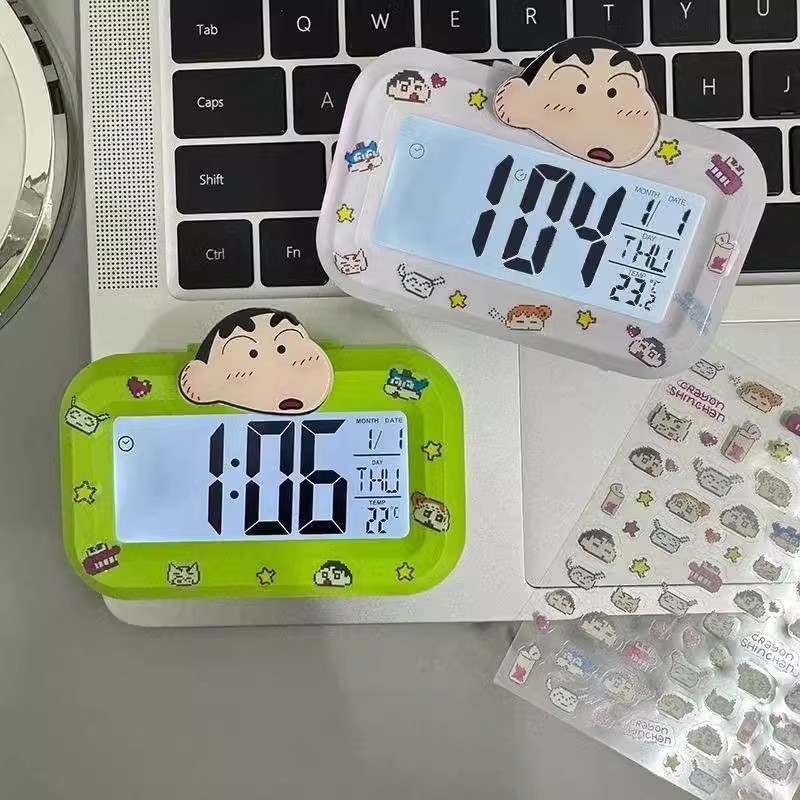 New Crayon Small New Alarm Clock Luminous Bedside Clock Simple Creative Multifunctional Dormitory Learning Desktop Clock