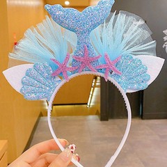 女の子のヘアバンド子供のカラフルなスパンコールマーメイドテールヘッドバンド女の子シェルガーゼヘッドバンドプリンセスフラワーヘアピン