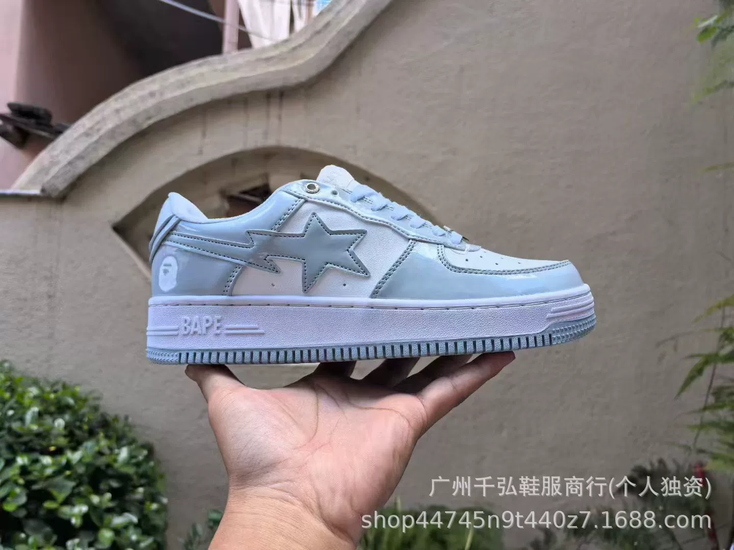 Кроссовки (BAPE) из лаковой кожи, блестящие с изображением головы обезьяны, уличный повседневный стиль