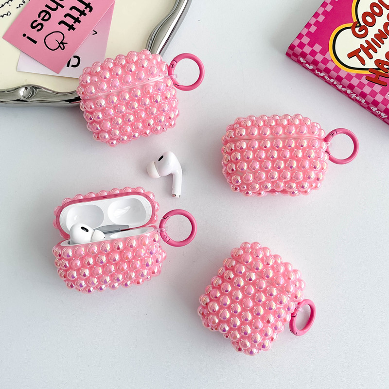 Pink Pearl earphone case Apple earphone protection applicable Airpods pro2 wireless Bluetooth headset protective case Pink Pearl earphone case Apple earphone protection applicable Airpods pro2 wireless Bluetooth headset protective case