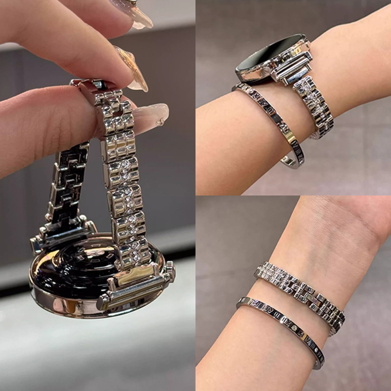 Suitable for Oppowatchx2Mini Watch Strap Metal Diamond Oppo Watch 3/4Pro/2/Se Women's Bracelet Suitable for Oppowatchx2Mini Watch Strap Metal Diamond Oppo Watch 3/4Pro/2/Se Women's Bracelet