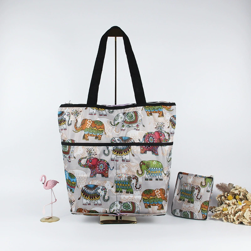М compressed cartoon folding handheld shopping bag, вместительная льняная сумка, ткань оксфорд, корейский стиль