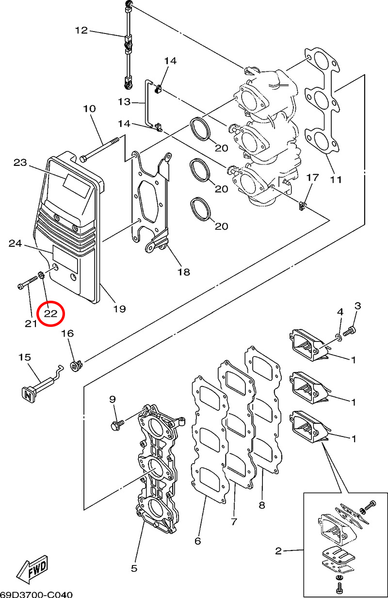22)翟墨DEMONS舷外机船外挂橡皮艇冲锋舟外齿锁紧垫圈90209-06M05