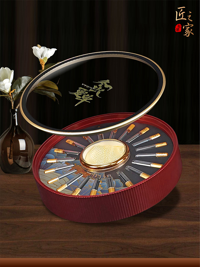 Caja redonda de Cordyceps, caja de regalo de Cordyceps, caja de embalaje de 20 tubos, caja de regalo en botella, caja vacía