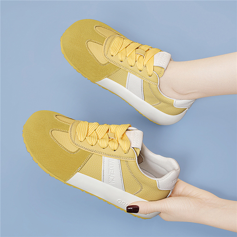 Giày sneaker nữ da thật lưới mỏng đế dày mũi tròn phong cách thể thao hè 2025 — JST 7115-1 trái cây xanh, JST 7115-1 màu vàng