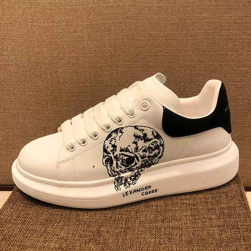 Мужские белые кроссовки с принтом, новинка осени 2023, универсальные повседневные кроссовки на танкетке, модные брендовые спортивные туфли, увеличивающие рост