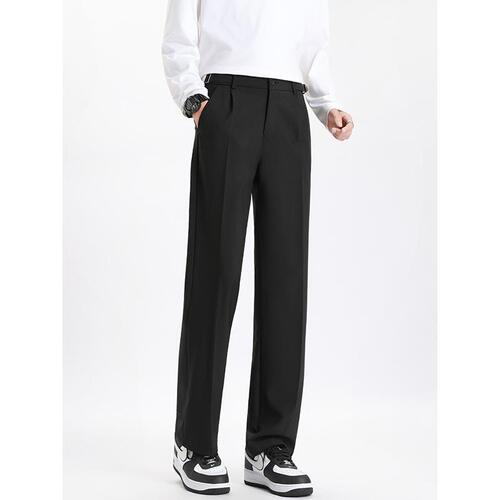 Spring and Autumn Shape Drop Sensation Men's Trendy Minimalist Straight Leg Pants High-end Casual Wide Leg Pants