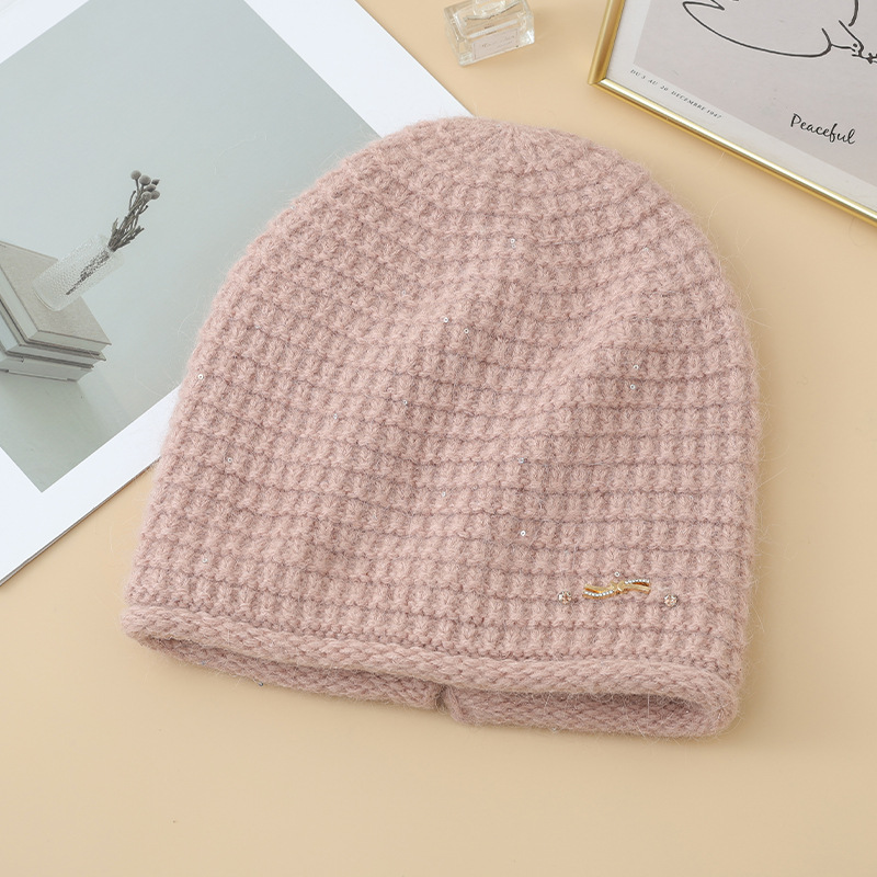 Korean Style Versatile Fleece Lined Plaid Sequin Slouchy Autumn Winter Artistic Retro Cold-Proof Warm Hat Outdoor Travel_voghion.com