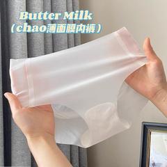 Nude facial mask ice silk panties breast silk transparent thin girl seamless one piece summer ultra-thin panties for women