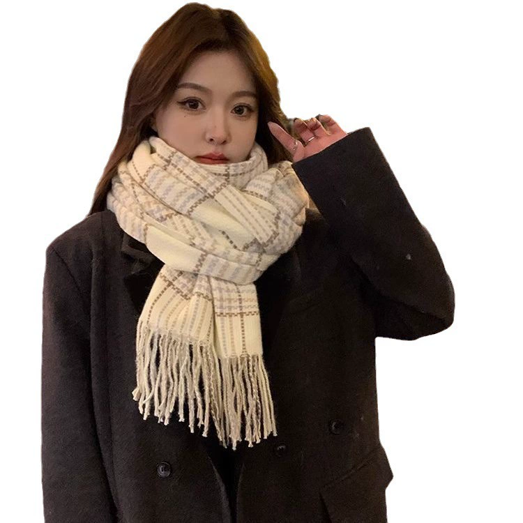 Winter demi-season scarf, knitted universal keep warm cloak made of faux fur, high-quality style, Korean style
