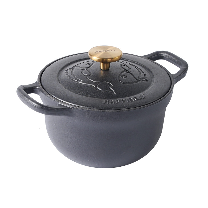 Pequeña felicidad hierro fundido cocina de arroz de carpa Koi cocina de arroz multifuncional casera cocina de arroz sin recubrimiento antiadherente cocina