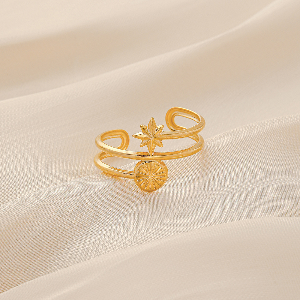 6g Weight Open Ring Classification Adjustable Ring Size 1 Piece Quantity Daily Occasion Stainless Steel Material Star, Heart Shape Pattern Women'S Gender Plating Design Simple Style Style Simple Style Star Heart Shape Stainless Steel Plating Open Ring 1 Piece 1