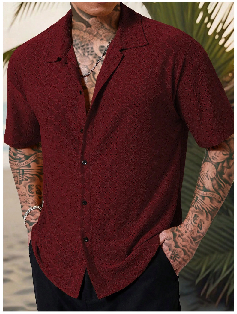 Men's Summer Casual Shirt Short Sleeve Lightweight Button Up Top_voghion.com