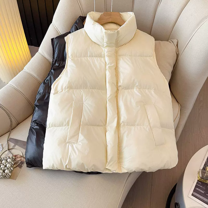 130-350斤大码女装胖mm秋冬仿羽绒棉马甲时尚设计感纯色宽松外套