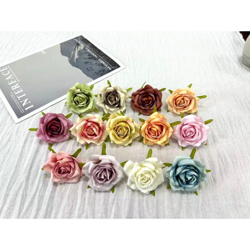 Artificial Flowers Sirius Rose Flower Heads DIY Handmade Wreath Materials Forest-Style Handmade Decorative Flowers Wall Background Accessories