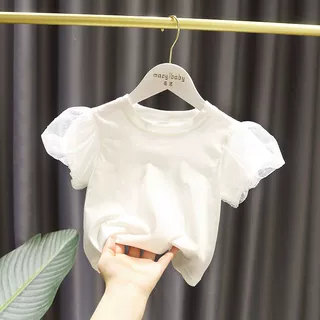 -岁女宝宝短袖上衣新款女婴儿夏装韩版女童洋气泡泡袖棉T恤