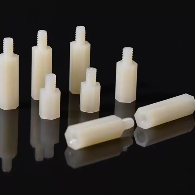 尼龙隔离柱绝缘M4黑白色注塑六角单通塑料支撑柱电脑主PC板间隔柱