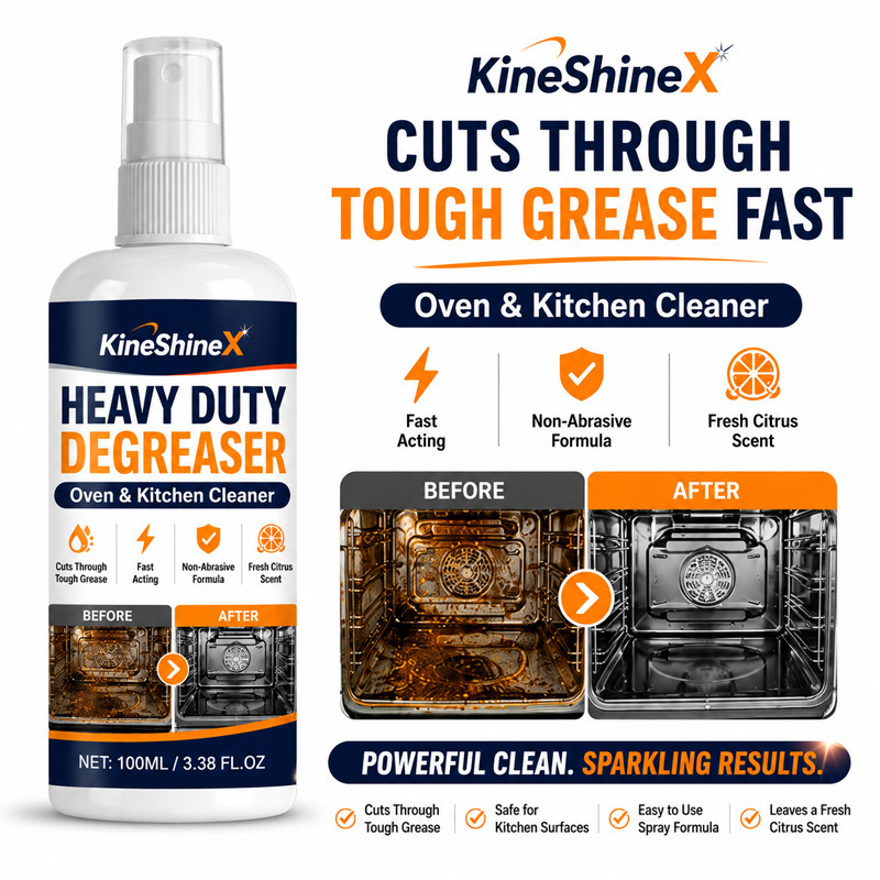 Kineshinex Heavy Duty Oven and Metal Polishing Spray - Powerful Degreaser, Suitable for Removing Grease from Ovens Kineshinex Heavy Duty Oven and Metal Polishing Spray - Powerful Degreaser, Suitable for Removing Grease from Ovens