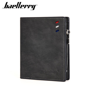 New Wallet Men's Short Baellerry Cross-border Business Multi-card Zipper Coin Purse Horizontal and Vertical Wallet