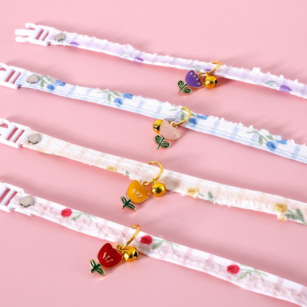 Mascotas gatos cuadrícula flor de azulejos tulipanas collar collar anti-asfixia perro conejo collar