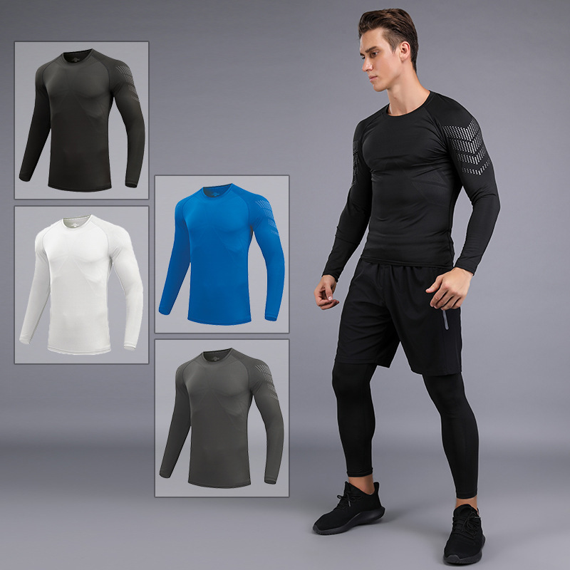 Autumn and Winter Outdoor Running Sports Tops Men's Long-Sleeved Fitness Quick-Drying Tight Compression Basketball Training Clothes Factory Direct Sales Autumn and Winter Outdoor Running Sports Tops Men's Long-Sleeved Fitness Quick-Drying Tight Compression Basketball Training Clothes Factory Direct Sales