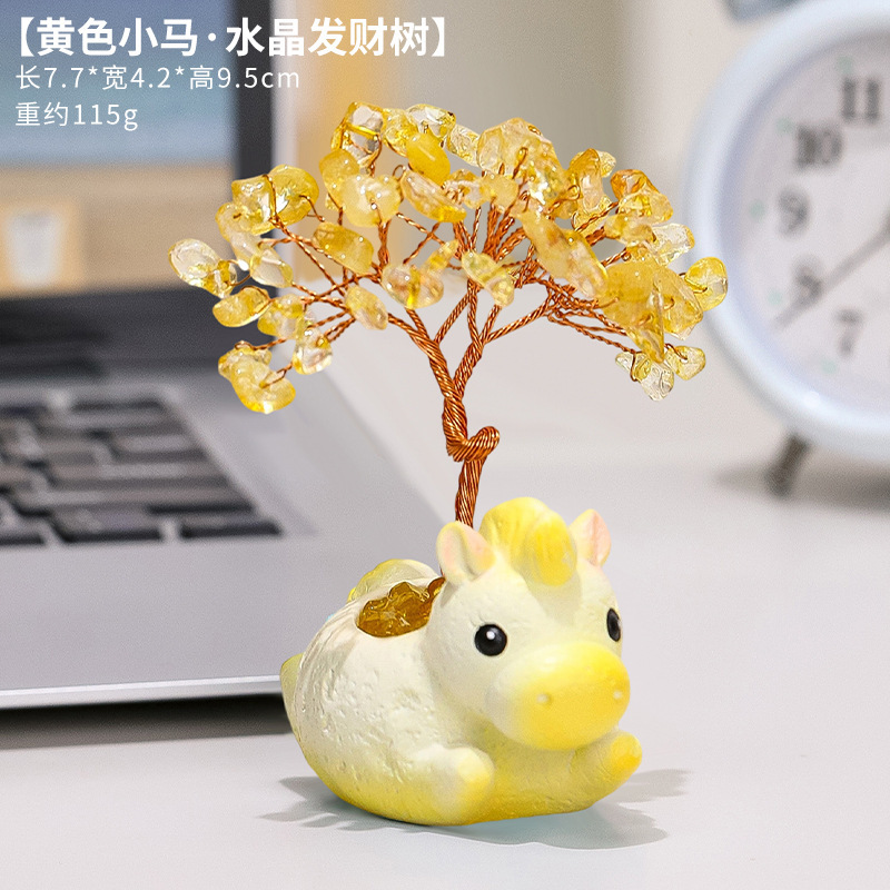 小马摆件水晶树办公室礼物新款教师节礼物新年礼品国潮马年吉祥物|undefined