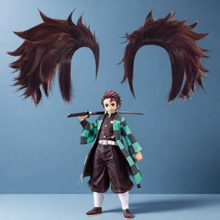 Ghost Extinguishing Blade Kitchen Door Charcoal Zhilang cos Wig Back Head Anti-upturned Model Button Net Animation cosplay