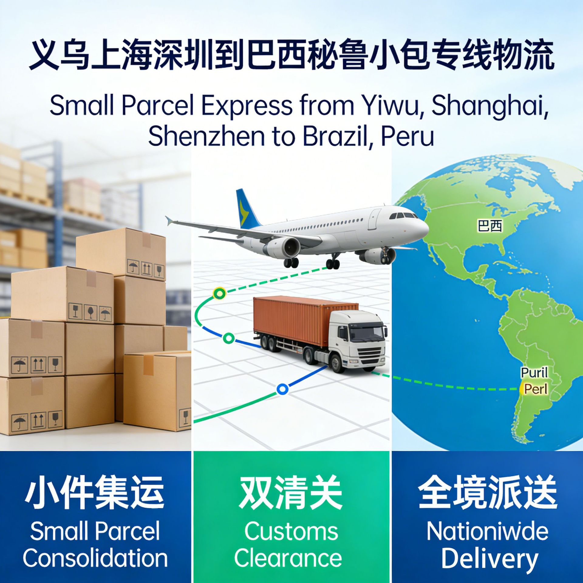 义乌上海深圳到巴西秘鲁小包专线物流 小件集运 双清关全境派送