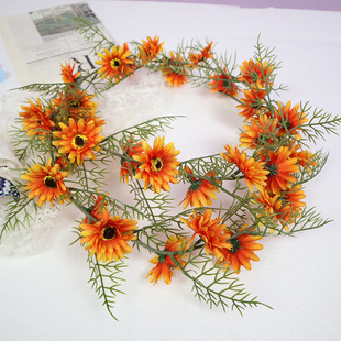 Small Daisy Artificial Daisy Flower Vine Living Room Background Wall Yard Decoration Courtyard Landscaping Photo Props Picnic Silk Flower