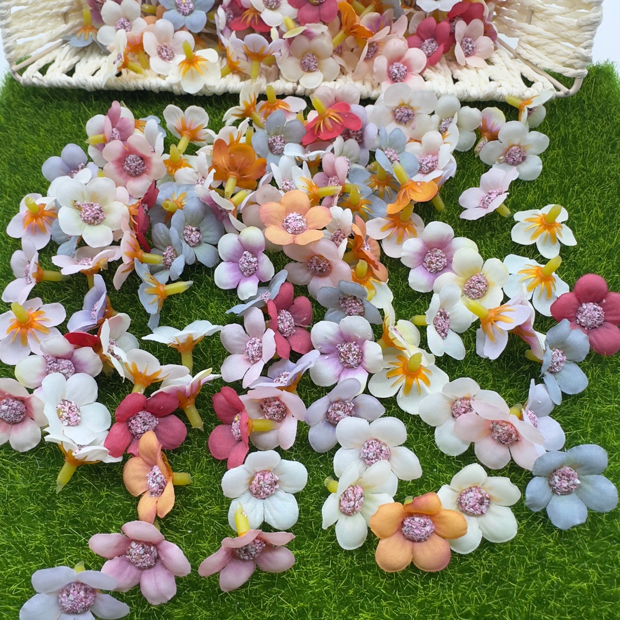迷你复古多色雏菊花头迷你绢花人造花花环剪贴配件家居婚礼仿真花