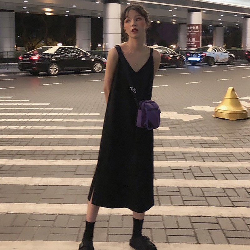 블랙 서스펜더 스커트