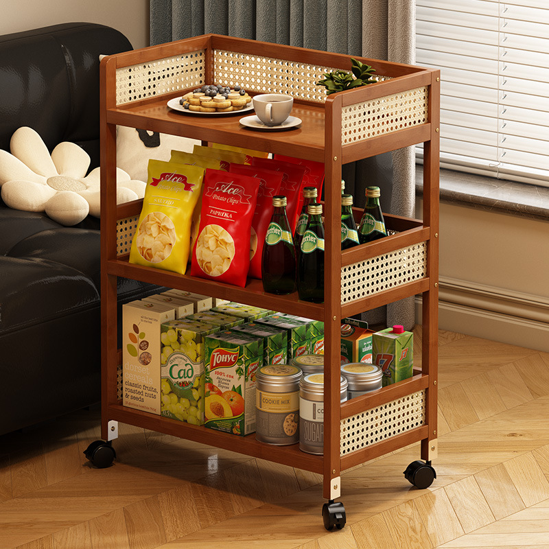Estante de almacenamiento simple de almacenamiento para pequeño carro medieval de snack estante de almacenamiento para sala de estar de piso móvil con ruedas armario de artículos diversos image 4