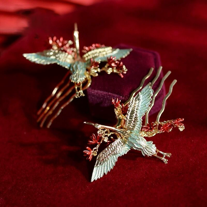 Новое китайское свадебное платье дракона и феникса утреннее платье головной убор гребень для волос журавля свадебная одежда Xiuhe аксессуары для волос простой Cheongsam старинный стиль шпилька