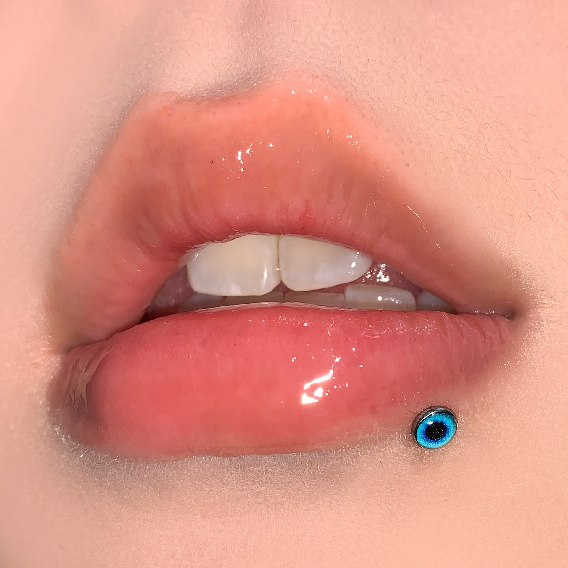 Pointed labret stud close-up product detail
