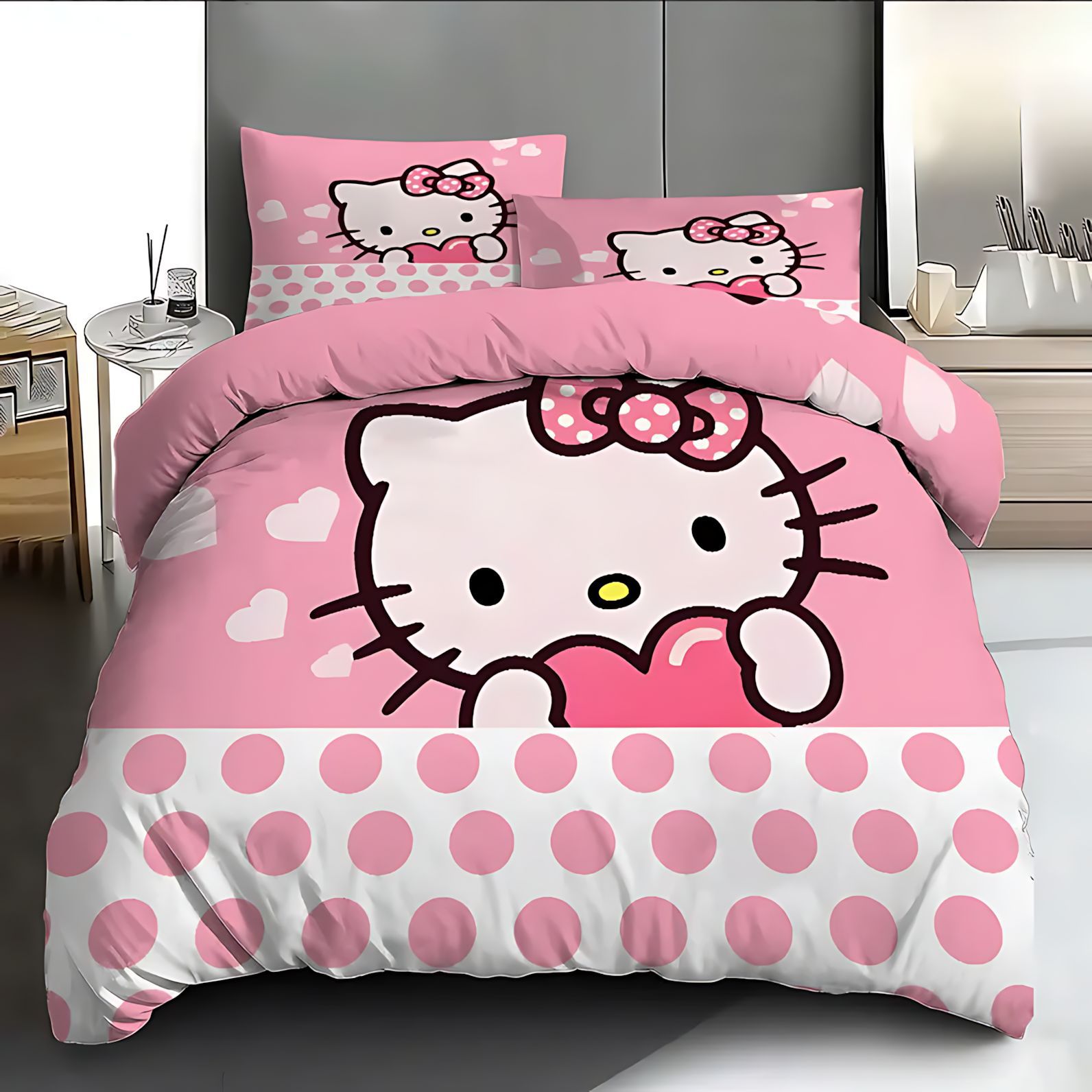 TEMU / JITHELLO KITTY Serie temática de Kitty Kit de edredón de impresión digital 3D universal para todas las estaciones