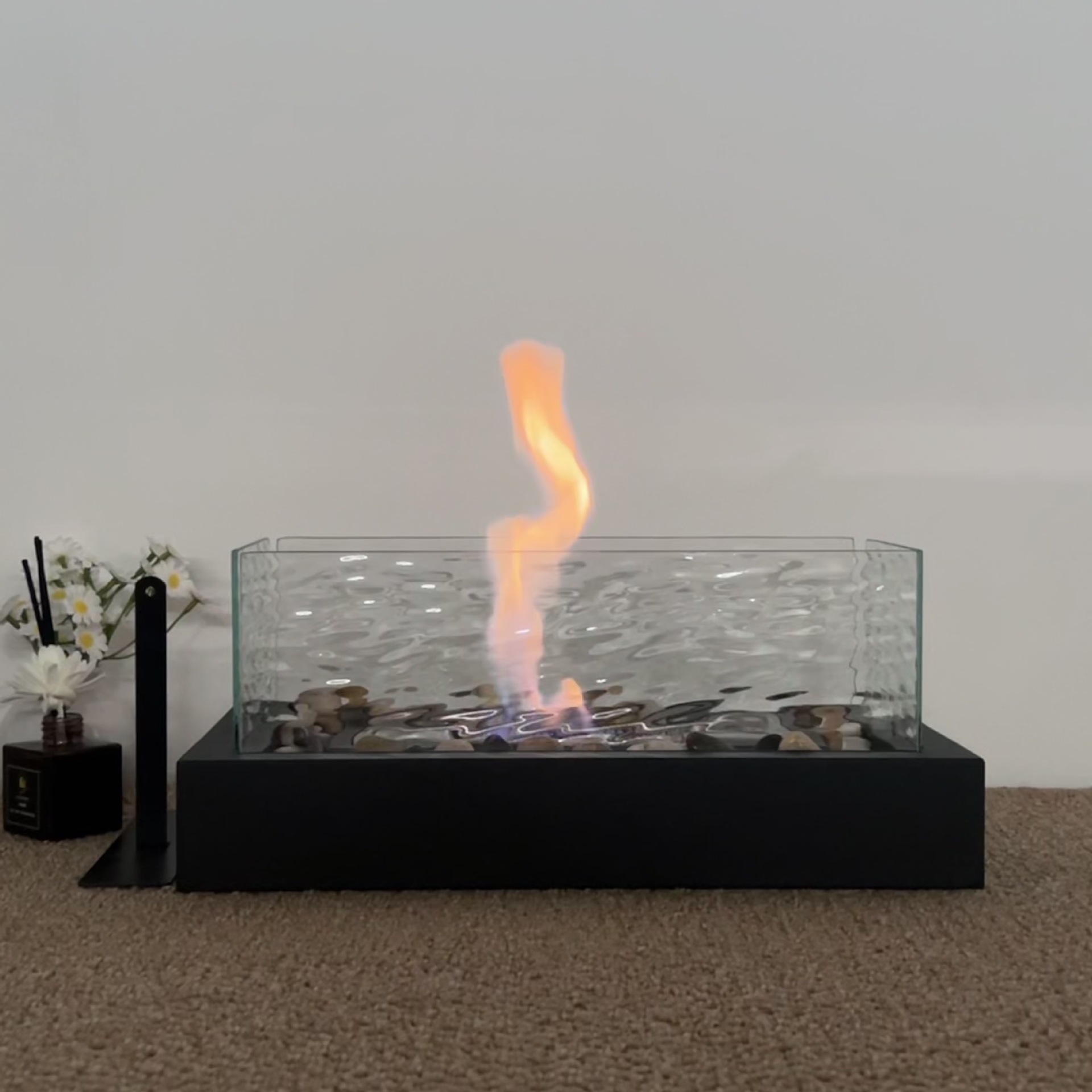 Desktop Real Flame Alcohol Fireplace, Black Metal Portable Indoor and Outdoor Heating Stove, Cross-Border Wholesale Christmas Gifts