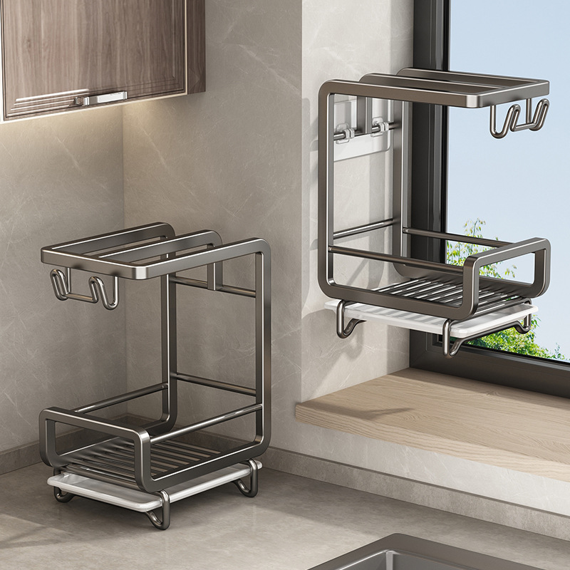 Rack Rack Punch-free Kitchen Storage Rack Sink Sink Sink Drain Rack Table Top Wall-mounted Basket Steel Ball Storage Rack